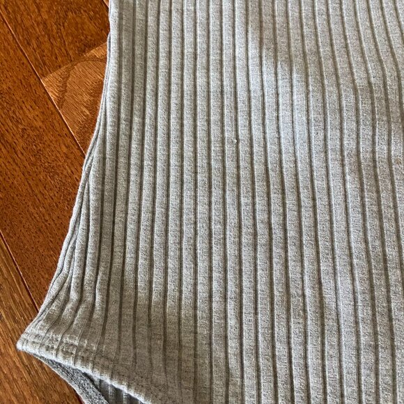 Abercrombie & Fitch light gray ribbed bodysuit, open back with lace up straps - Picture 2 of 7